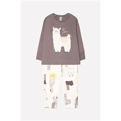Пижама для девочки Crockid К 1545 кофейный + ламы на сливках
